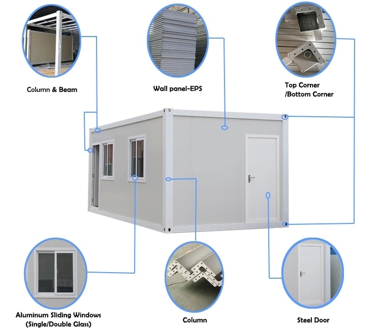 Insulation Panel Expandable Living Cabin Prefab Luxury Container Houses