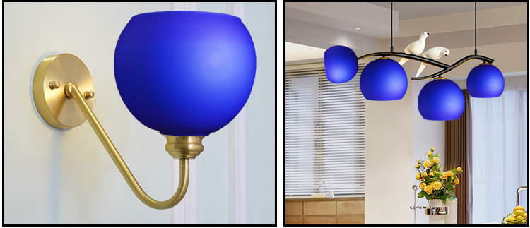Blue Round Ball Glass Blown Glass Lamp Shades