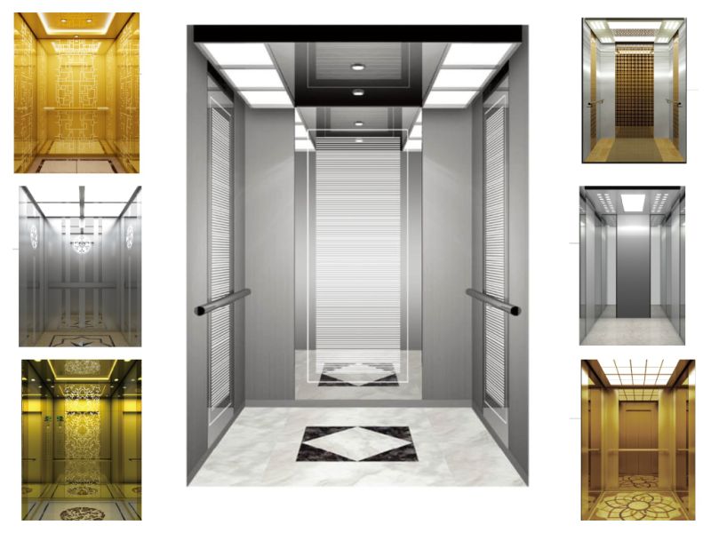 Glass Golden Etching Passenger Elevator Lift