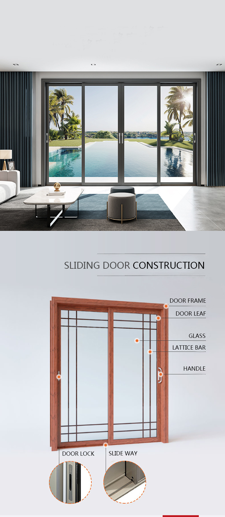 Residential Living Room Aluminum Alloy Glass Lift and Sliding Window & Door Price of Metal Gray Aluminium Sliding Door