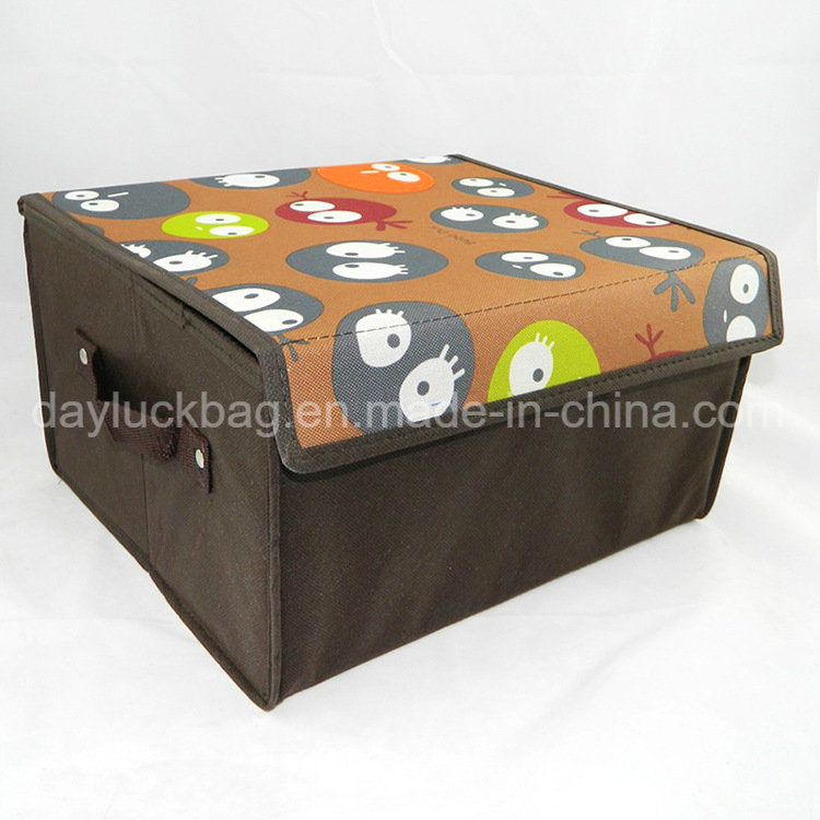 Canvas Folding Cube Storage Fabric Box for Book Toy Cloth Sundries with Dual Handles