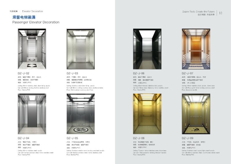 Safe 1000kg Decorated Passenger Elevator Home Residential Lift