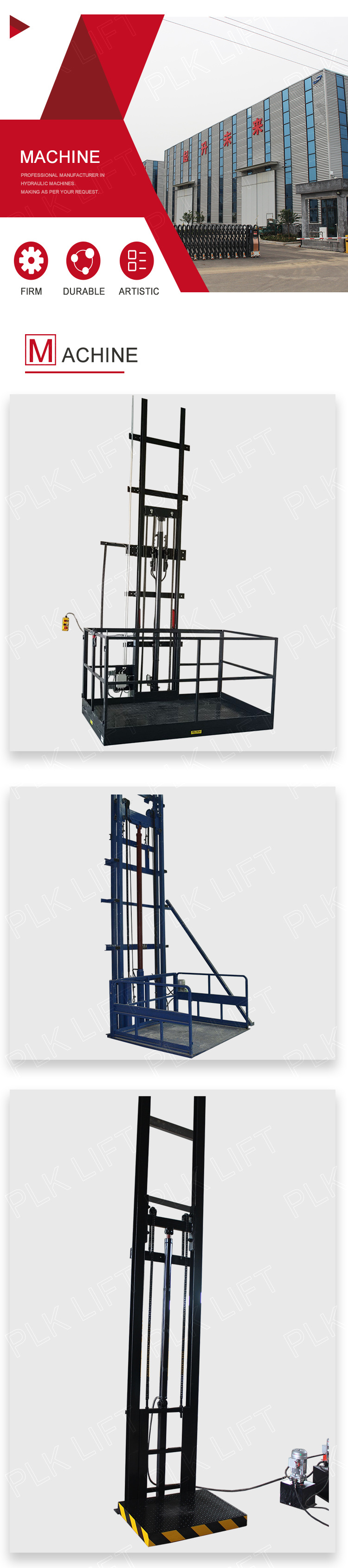 Customized 2ton 3ton Goods Lift Price Hydraulic Cargo Elevator Lift