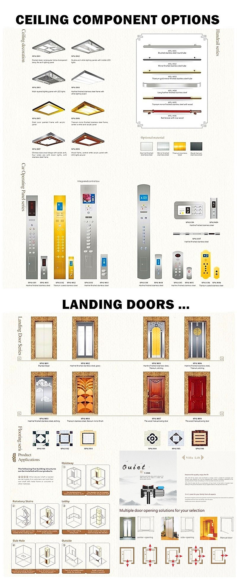 APSL manufacturer Manual Door Home Passenger Villa Lift Elevator