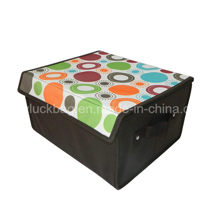 Canvas Folding Cube Storage Fabric Box for Book Toy Cloth Sundries with Dual Handles