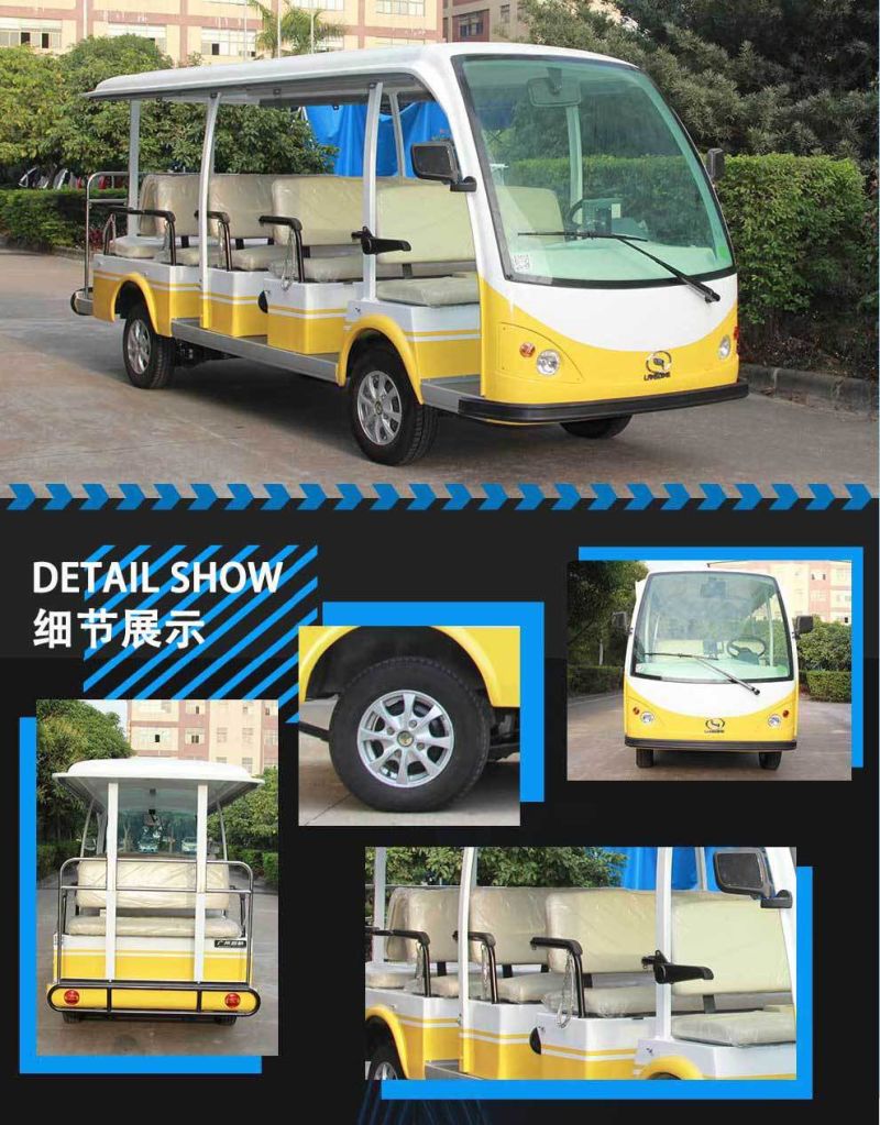 Black 14 Person Electric Sightseeing Bus 7.5km Motor 72V Electric Sightseeing Car