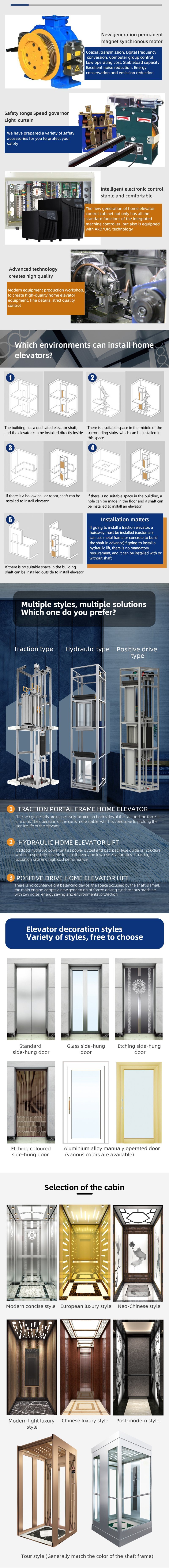 300kg-1200kg Residential Passenger Elevator Small Home Lift