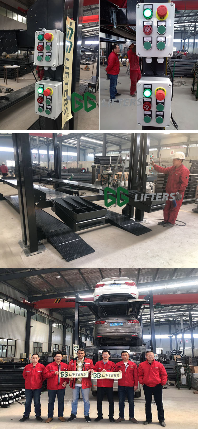 China Manufacturer  4 post car lift for 3 cars parking lift