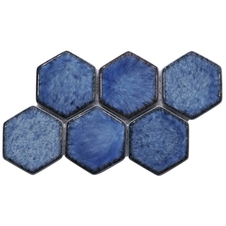Recycled Glass Mosaic Hexagon Shape Kitchen Full Body Glass Mosaic Tile