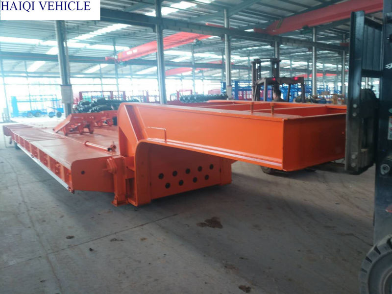 Low Bed Semi Trailer with Hydraulic Gooseneck for Heavy Goods Transport