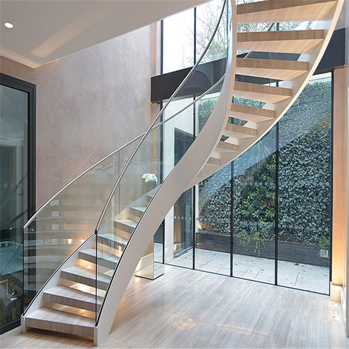 Staircases Curved Glass Staircase Retractable Automatic Indoor Staircase