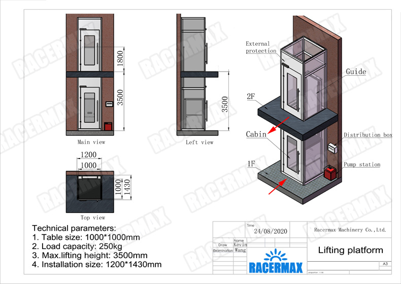 Home Elevator Lift Price/Residential Elevator /Villa Elevator for Private House Elevator/Passenger Elevator