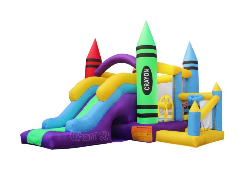 Residential Crayon Inflatable Bouncer Slide Combo Qb285