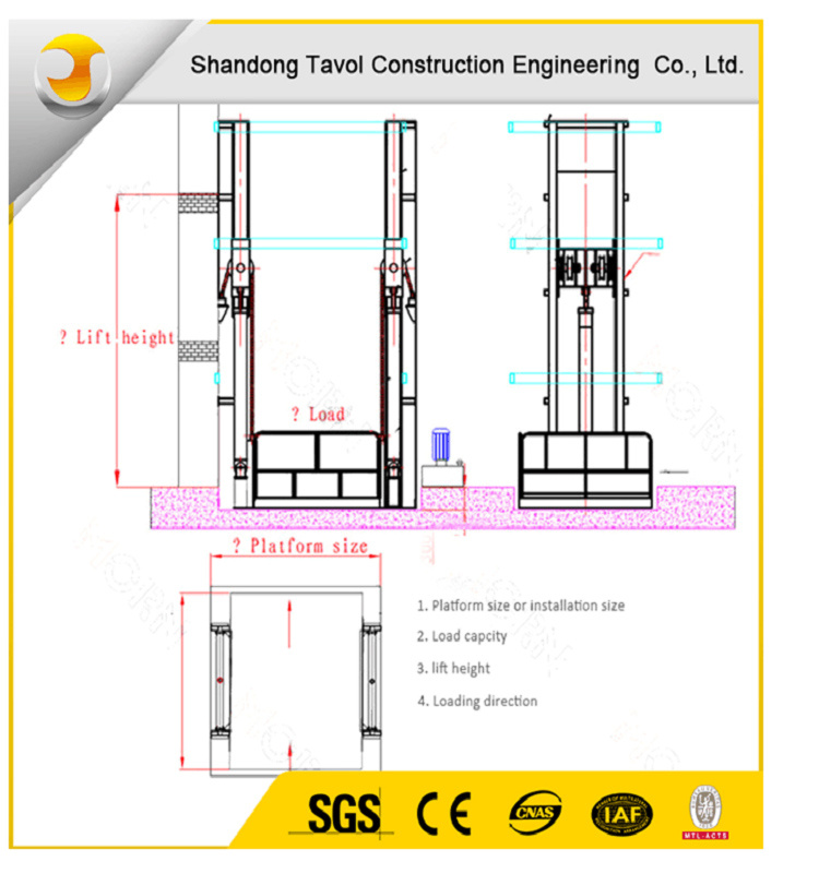 CE ISO Hydraulic Freight Elevator Vertical Cargo Lift
