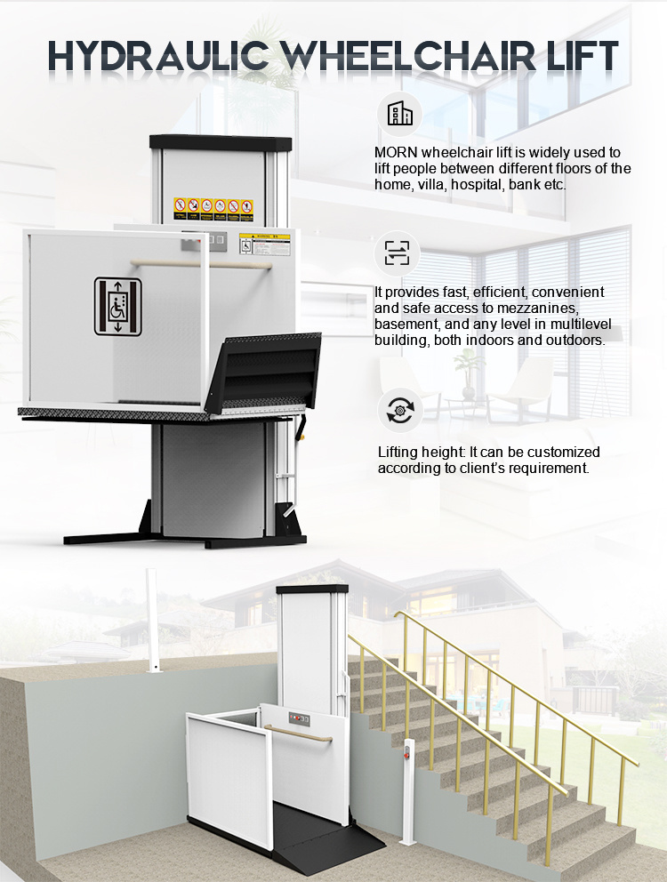 Vertical Wheelchair Lift Electric Hydraulic Home Elevator for Disable People