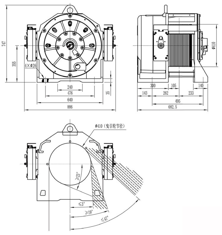1350kg Elevator Gearless Traction Machine Motor