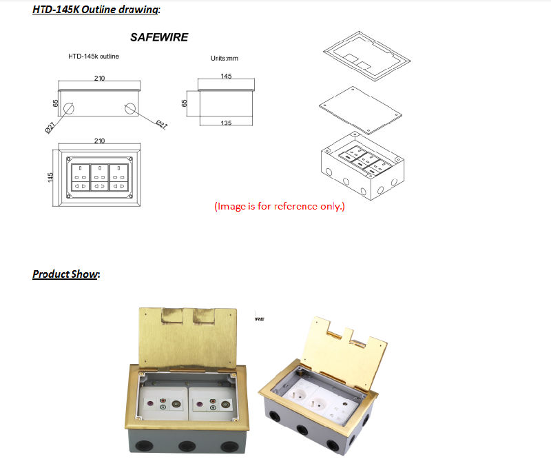H62 Brass Residential Floor Boxes Screw Lid/Electric Plug Socket