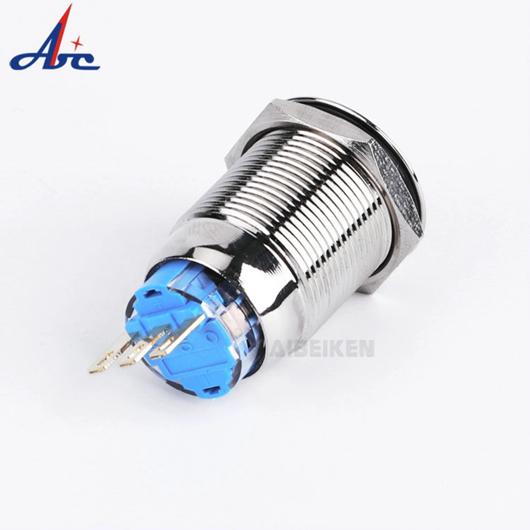 19mm Waterproof 3pins Momentary Metal Push Button on off Switch