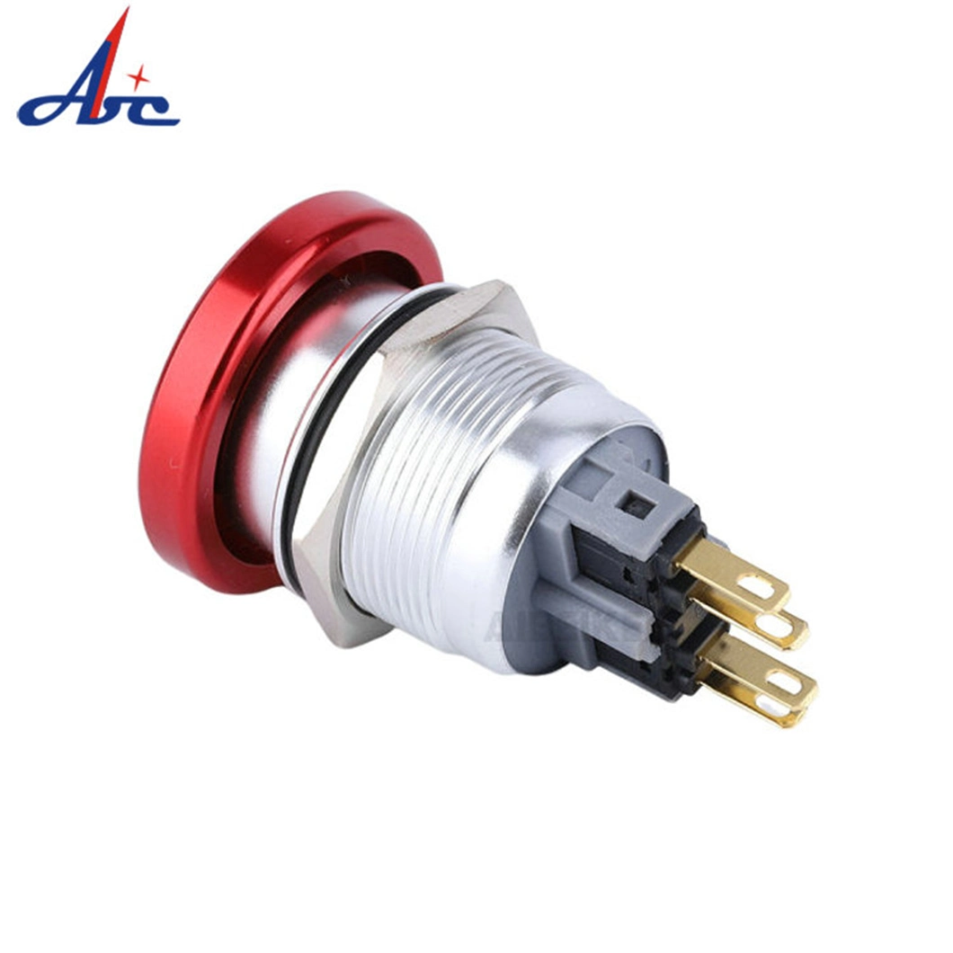 22mm Mushroom 4 Pin Start Stop IP67 Metal Push Switch