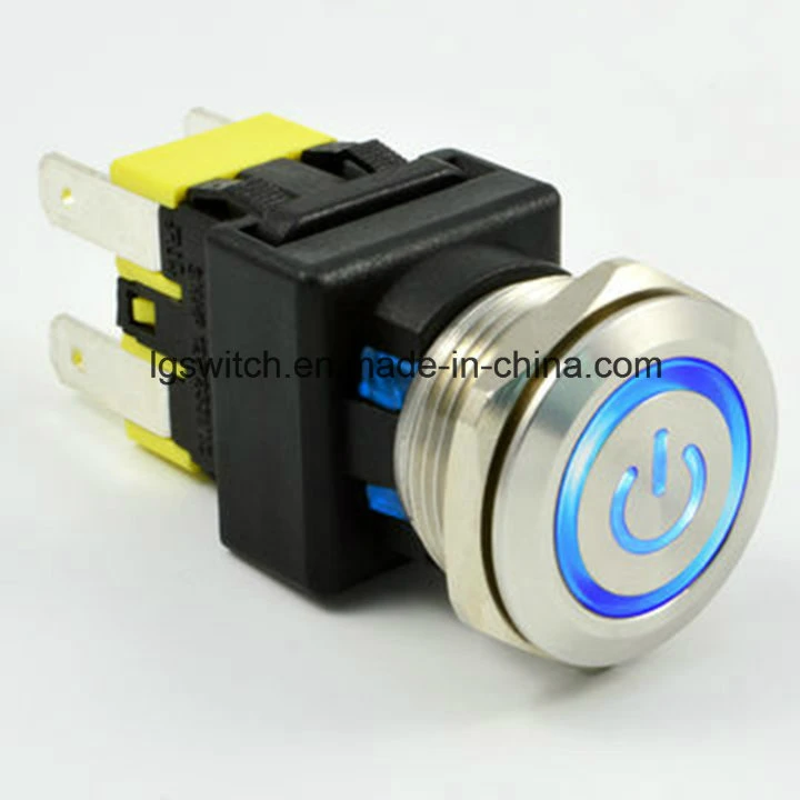 Power 4 Pin on off 16A Lock 19mm Metal Push Button Switch