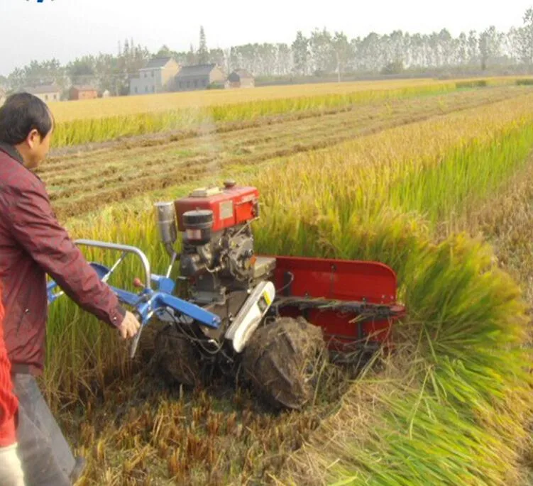 Hand Power Tiller Harvester Small Mini Rice and Wheat Paddy Cutting Harvester Machine