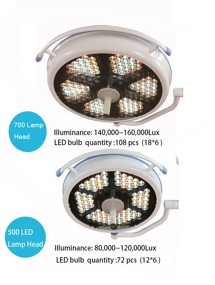 Medical LED Light Surgical Equipment Double Dome LED Ceiling Light Shadowless Medical Lamp (700500 LED)