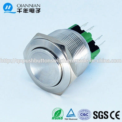 Qn25-B3 25mm Momentary|Latching High Concave Head Pin Terminal Metal Push Button Switch
