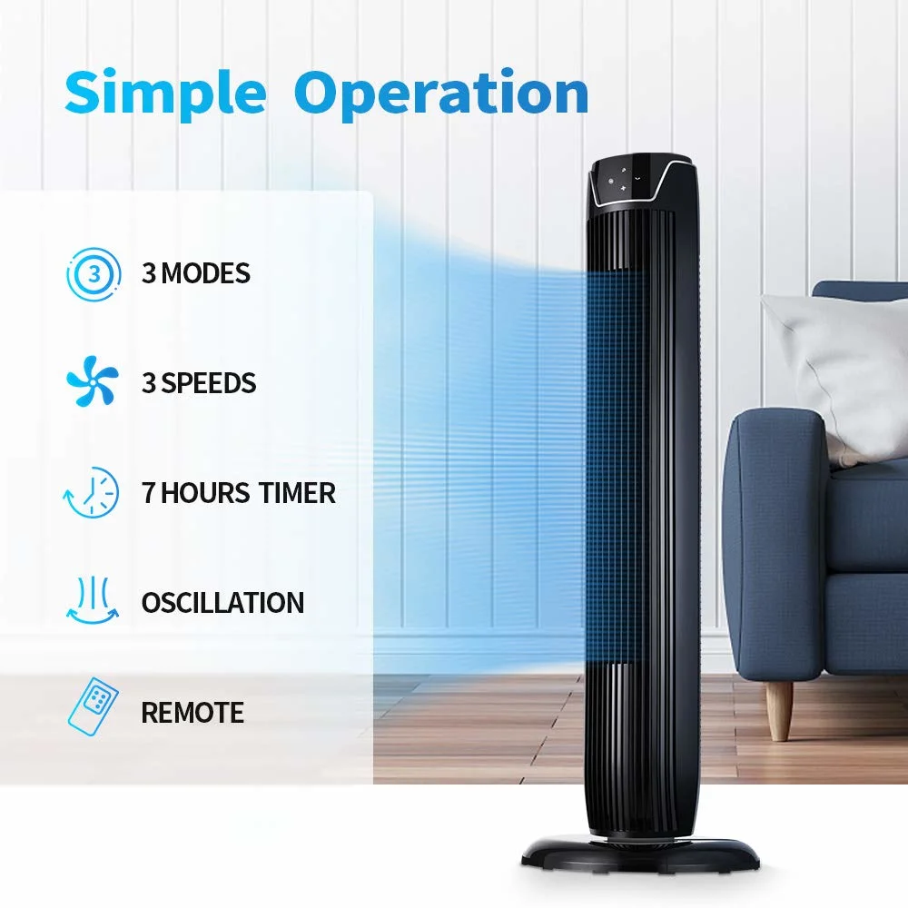 Tower Fan, Oscillating Quiet Cooling Fan Tower with LED Display, Timer and Remote, Built-in 3 Modes and Speed Settings, Portable Stand Floor Fans Safe for Child