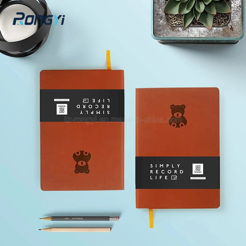 Soft Brown PU Cover Notebook with Logo Debossing