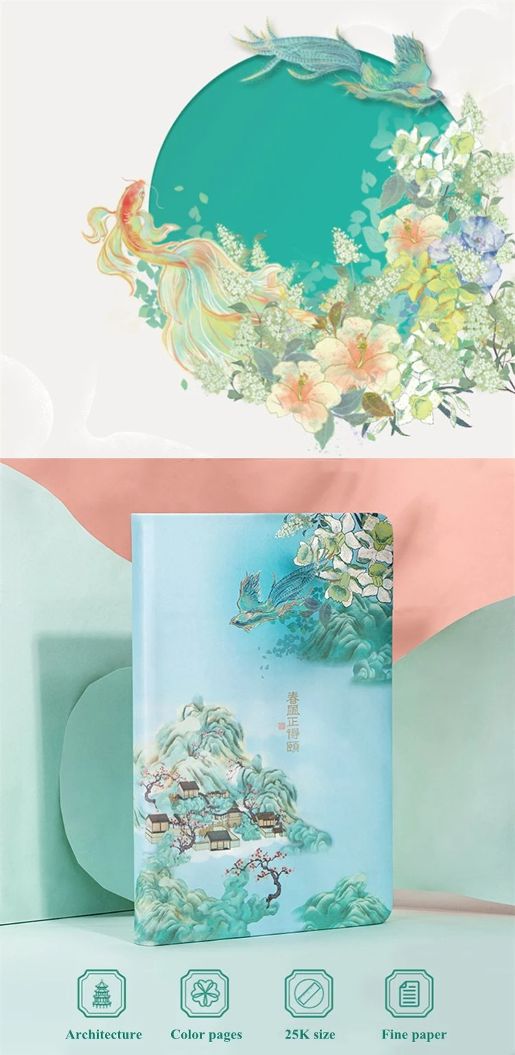   Printing Cute Flower Gold Foil Hardcover Spiral Journal, Wholesale Writing Paper Notebook