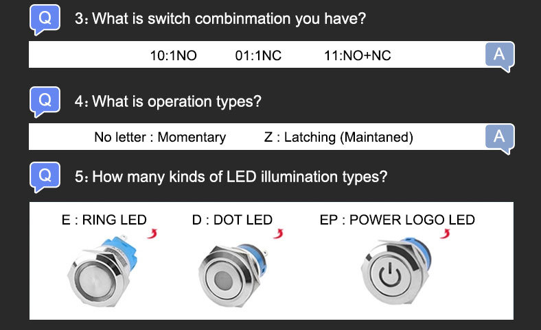22mm Illuminated Push Button Switch with Power Symbol on off Switch