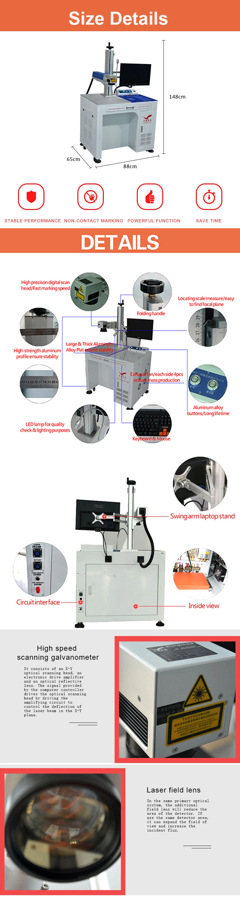 30W Jpt Mopa Fiber Laser Marking Machine