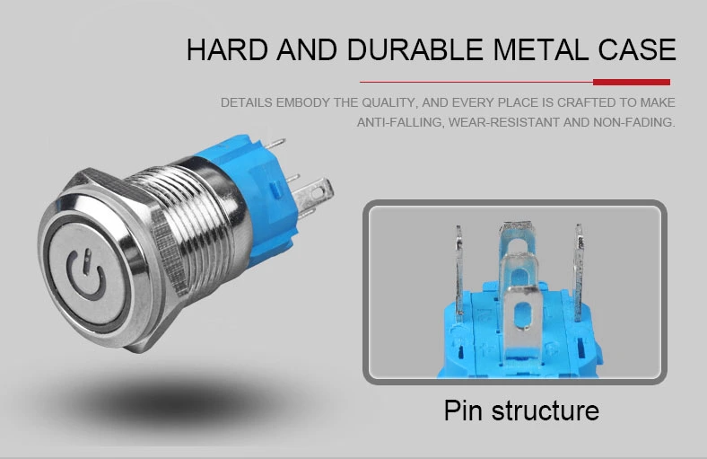 Pushbutton 16mm Metal Push Button Switch Self-Locking Latching Push Button Switch