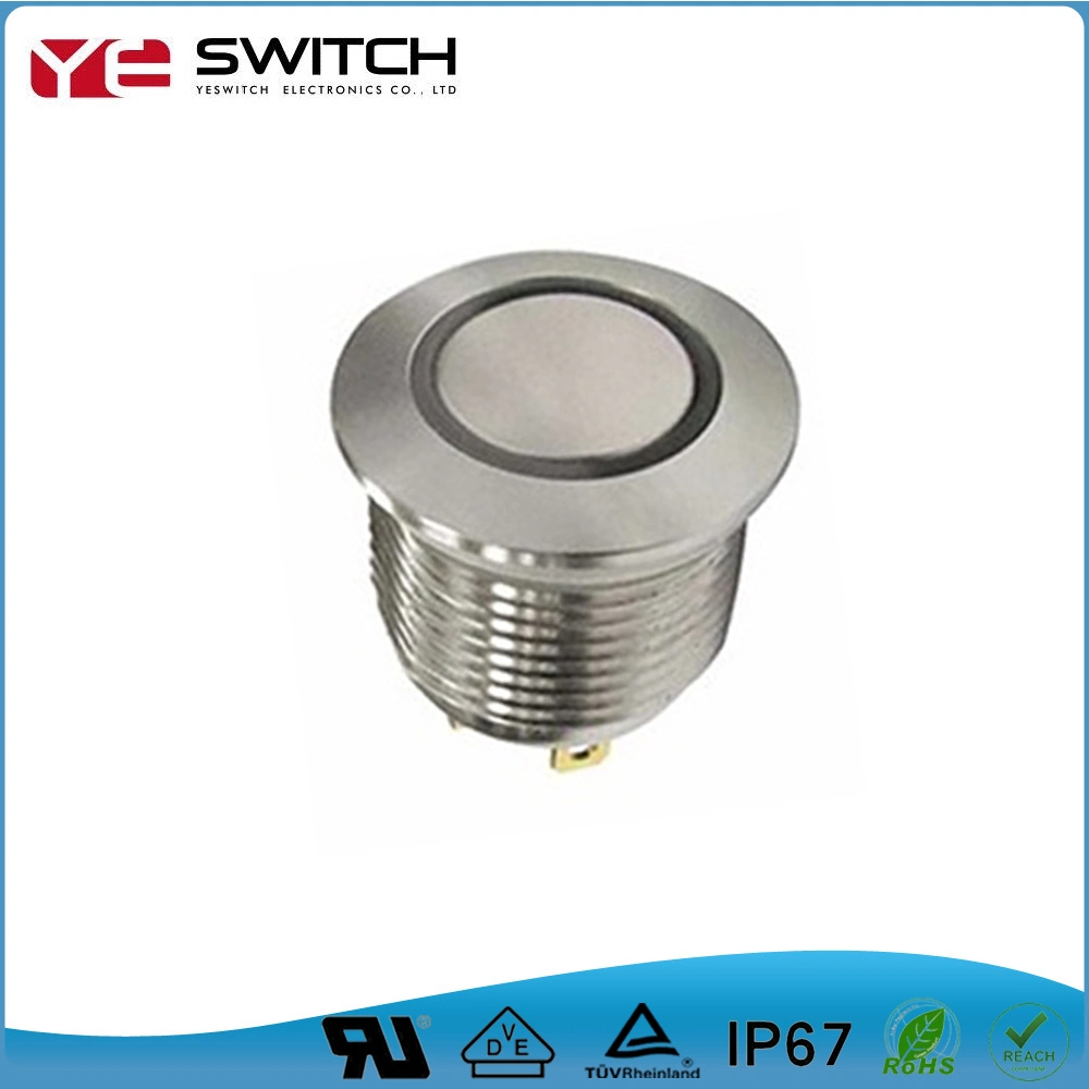 UL & ENEC Certificated LED Illuminated Switch Lock Momentary Metal Touch Switch Pushbutton with IP 68 Waterproof