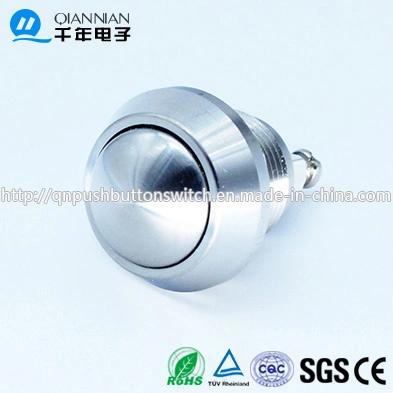 12mm Domed Head Momentary (NO) Nickel Plated Brass Piezo Push Button Switch