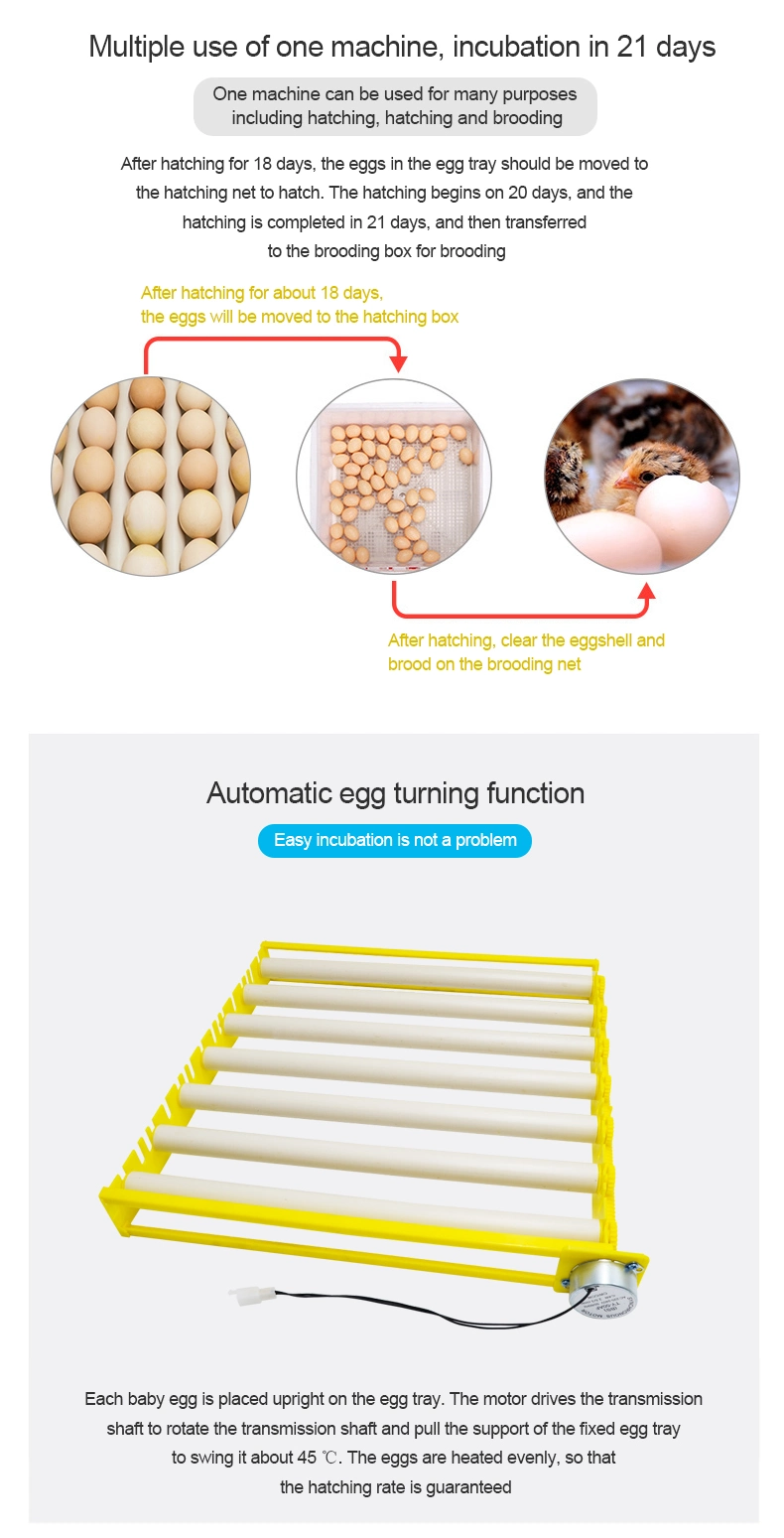 Hatching Eggs with Automatic Turner Humidity Display for 42 Chicken Eggs Incubator