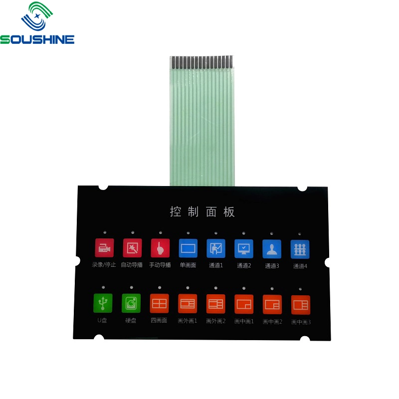 Waterproof Plastic Label Mount Membrane Keypad Flat Type Button Membrane Switch