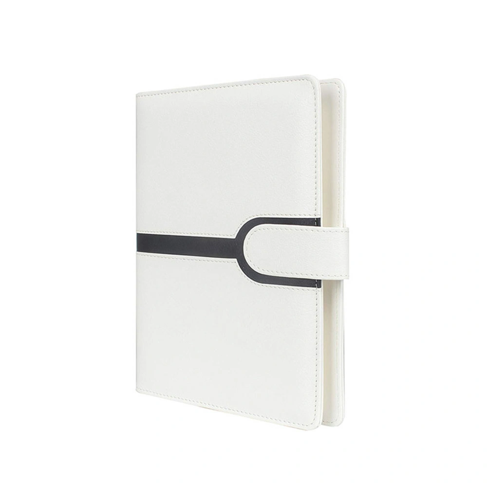 White Embossed Logo Refillable A4/A5 Leather Ring Binder Notebook
