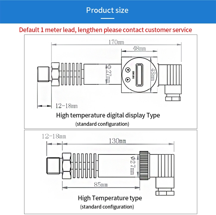0-5V 0-150spi Output Analog Sensor Pressure Transmitter High Temperature