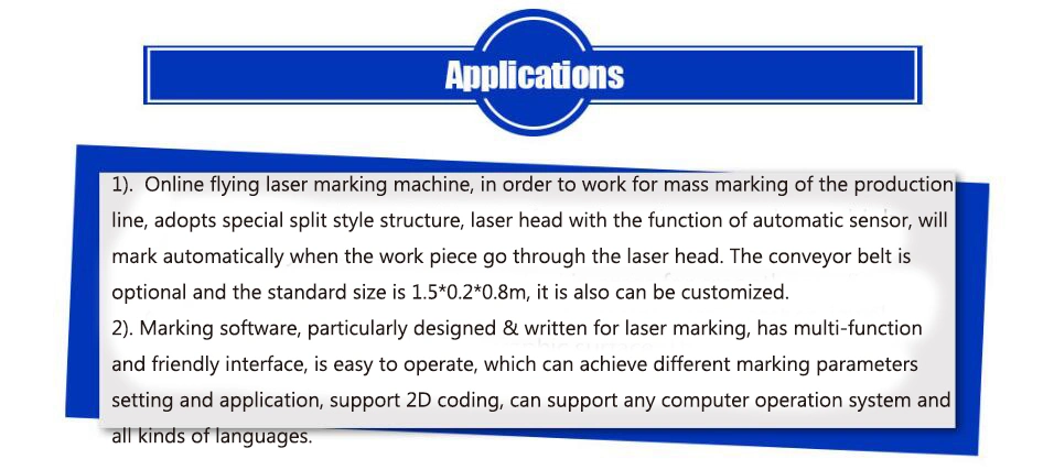 50W Lifting Type Flying Laser Marking Machine for Bottles or Production Line