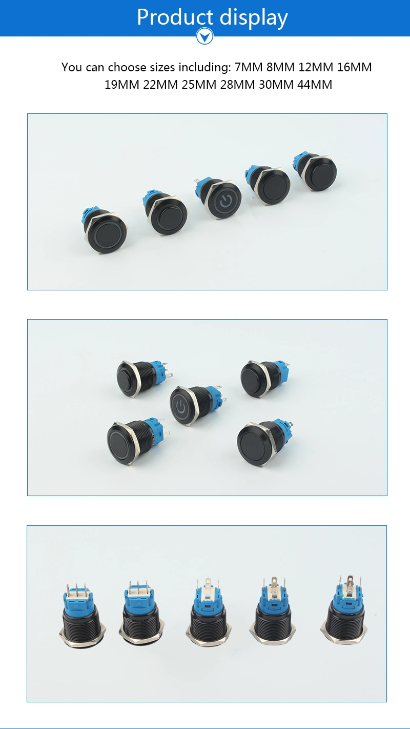 19mm Reset Momentary Flush Head Mechanical Metal Push Button Switch