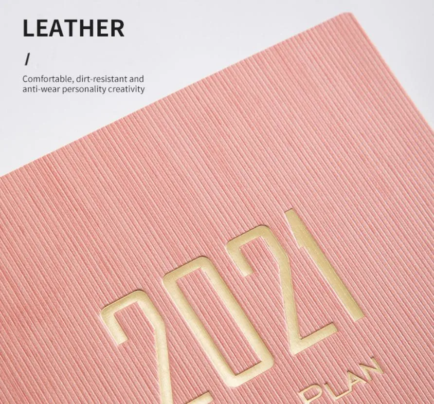 2021 Leather Hardcover Schedule Notebook Printing A5 365 Leather Agenda Monthly Weekly Planner Notebook Gratitude Journal