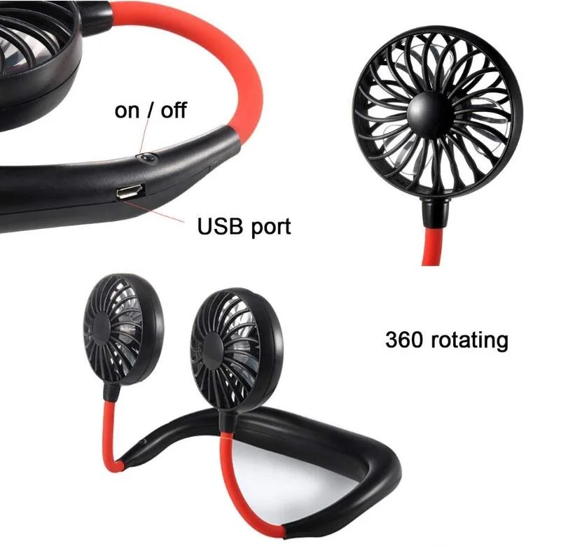 Lazy Hand Free Cooling Neckband Fan Personal Mini Electric Neck Band Hanging Neck Sports Fan