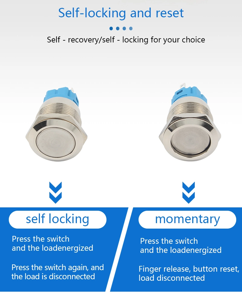 16mm Reset Momentary Flush Head Mechanical Metal Push Button Switch 16mm
