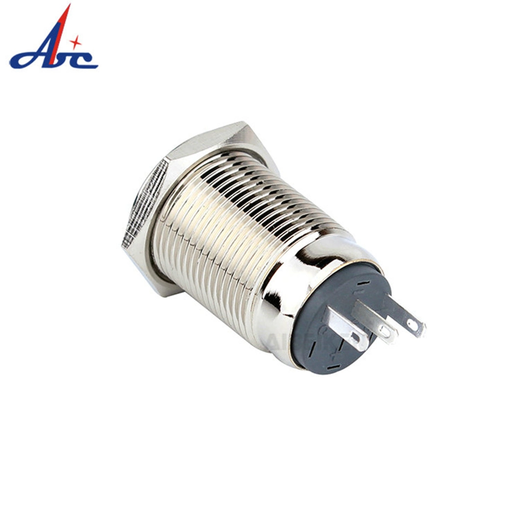 16mm Flat Latching Stainless Steel Metal Waterproof Push Button Switch