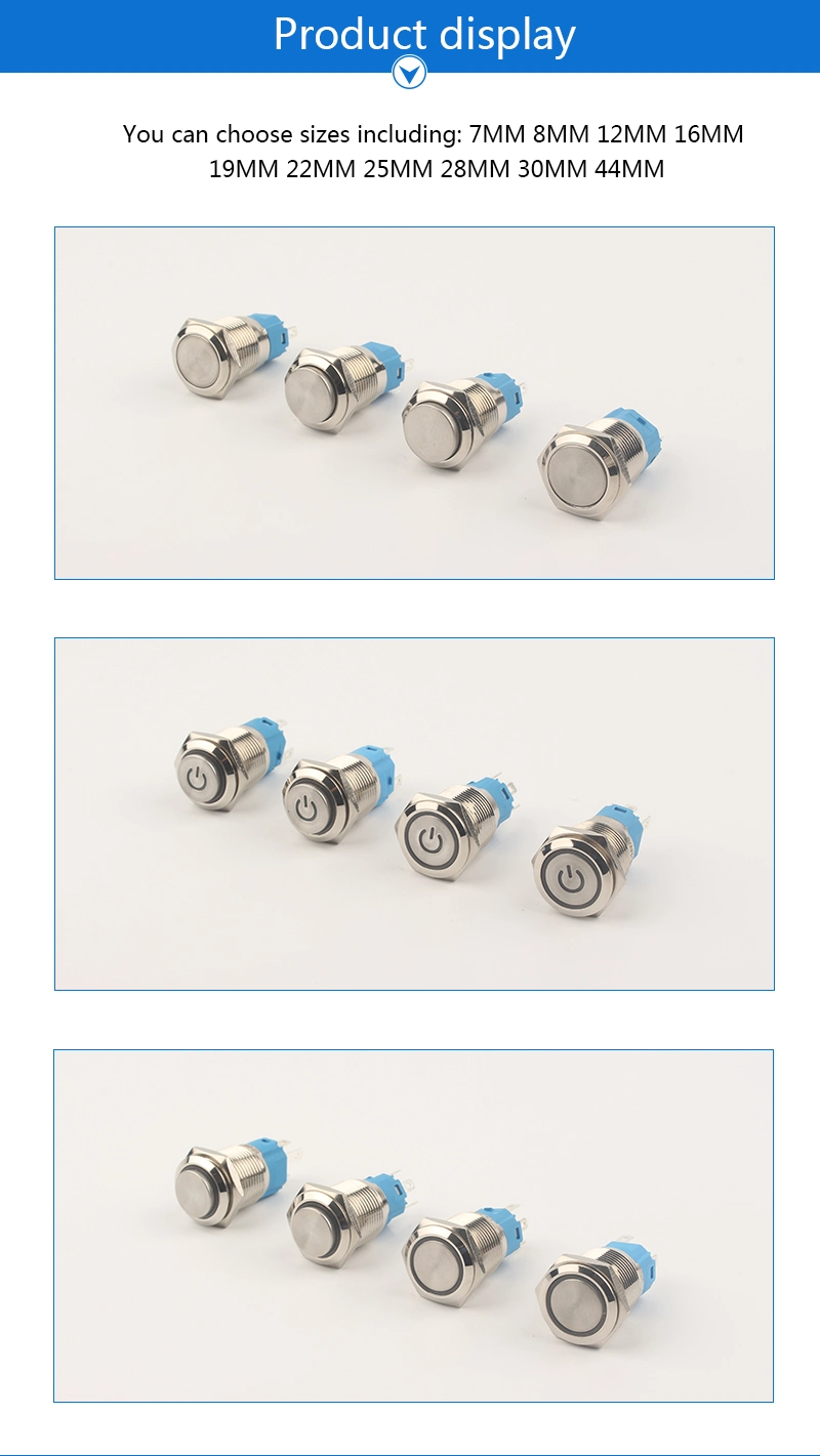 12mm Round Dome Button 4pin Momentary Metal Waterproof Explosion Proof Small Push Button Switch