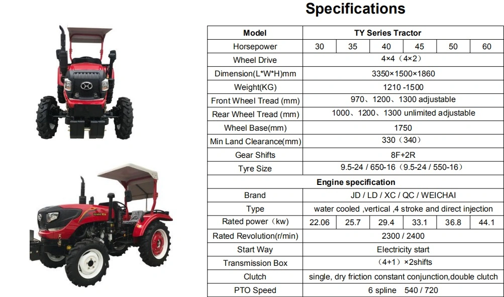 4WD Agricultural Big Ploughing Tractor 80HP Chinese Farm Tractors