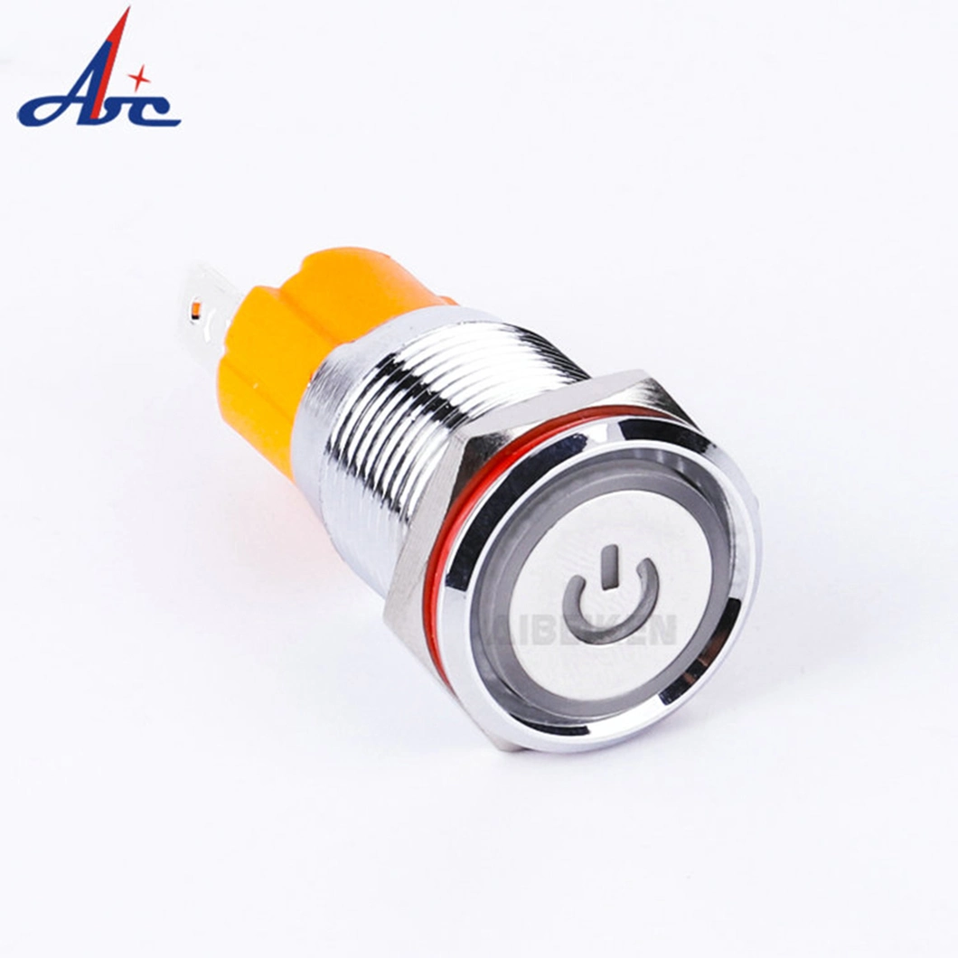 16mm Power Symbol 12V LED-Light Latching Push Button Switch