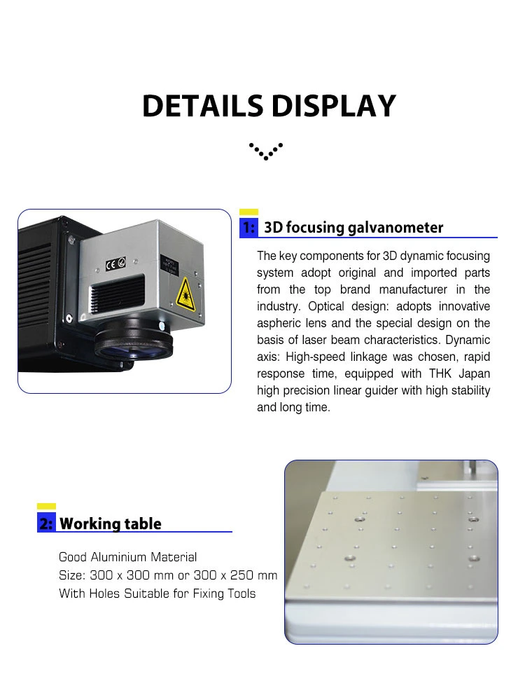 Desktop Laser Marking Machine 50W 3D Fiber Laser Jpt for Metal