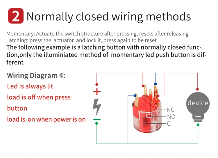 16mm Momentary (latching) Flat (High) Round Push Button Switch